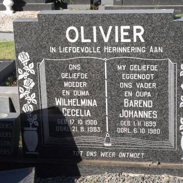OLIVIER Barend Johannes 1899-1980 &amp; Wilhelmina Cecelia 1900-1983