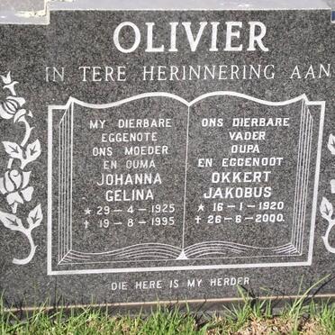 OLIVIER Okkert Jakobus 1920-2000 &amp; Johanna Gelina 1925-1995