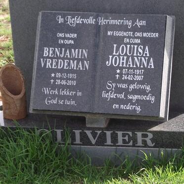 OLIVIER Benjamin Vredeman 1915-2010 &amp; Louisa Johanna 1917-2007