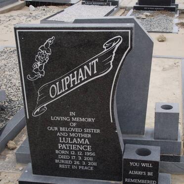 OLIPHANT Lulama Patience 1956-2011