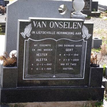 ONSELEN Hester Aletta, van 1940-1989 &amp; Gert 1941-2009