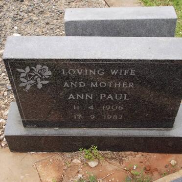 PAUL Ann 1906-1982