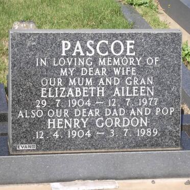 PASCOE Elizabeth Aileen 1904-1977 &amp; Henry Gordon 1904-1989
