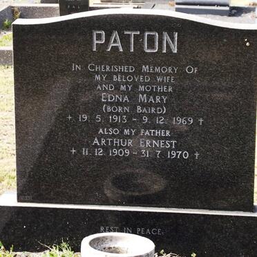 PATON Arthur Ernest 1909-1970 &amp; Edna Mary BAIRD 1913-1969