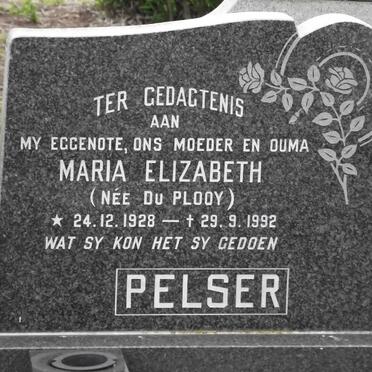 PELSER Maria Elizabeth nee DU PLOOY 1928-1992