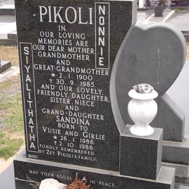 PIKOLI Siyalithatha 1900-1985 : PIKOLI Sandina 1986-1986