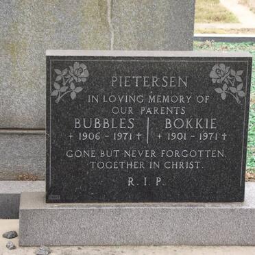 PIETERSEN A.J. Bokkie 1901-1971 &amp; Bubbles 1906-1971