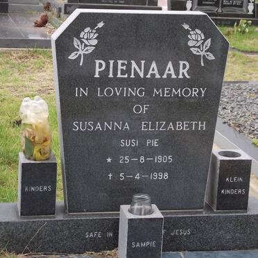 PIENAAR Susanna Elizabeth 1905-1998