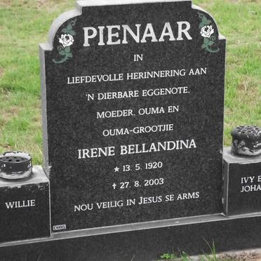 PIENAAR Irene Bellandina 1920-2003