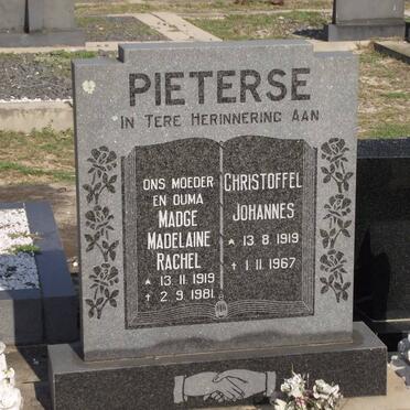 PIETERSE Madge Madelaine Rachel 1919-1981 &amp; Christoffel Johannes 1919-1967