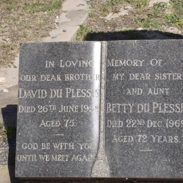 PLESSIS David, du -1958 &amp; Betty -1969