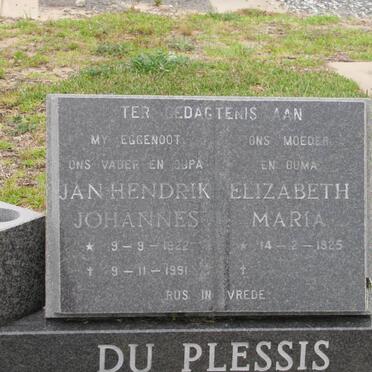 PLESSIS Jan Hendrik Johannes, du 1922-1991 &amp; Elizabeth Maria 1925-2001