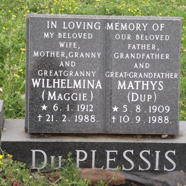 PLESSIS Mathys, du 1909-1988 &amp; Wilhelmina 1912-1988