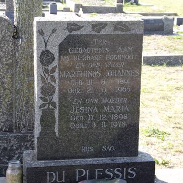 PLESSIS Marthinus Johannes, du 1891-1965 &amp; Jesina Maria 1898-1978
