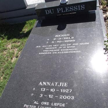 PLESSIS Ross, du 1922-1996 &amp; Annatjie 1927-2003