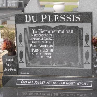 PLESSIS Paul Nicholas Harms Bester, du 1933-1994
