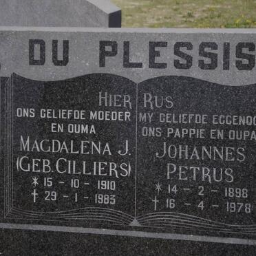 PLESSIS Johannes Petrus 1898-1978 &amp; Magdalena J. CILLIERS 1910-1983
