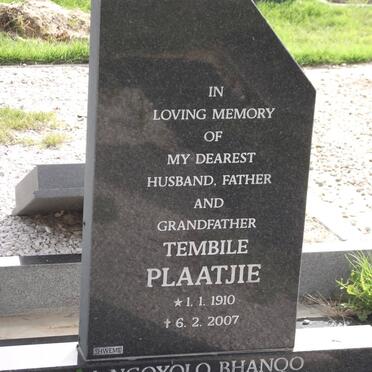 PLAATJIE Tembile 1910-2007
