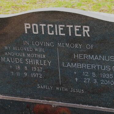 POTGIETER Hermanus Lambertus 1935-2010 &amp; Maude Shirley 1937-1972