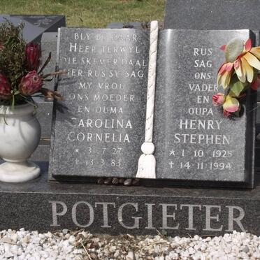 POTGIETER Henry Stephen 1925-1994 &amp; Carolina Cornelia 1927-1983