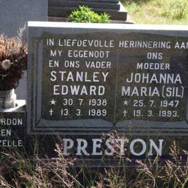 PRESTON Stanley Edward 1938-1989 &amp; Johanna Maria 1947-1993