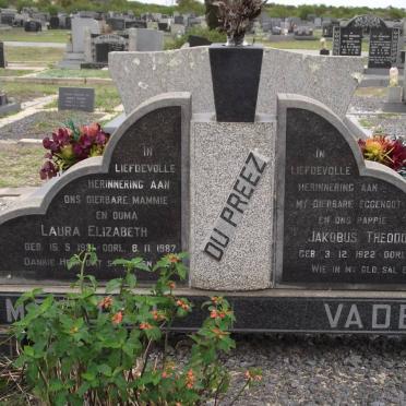 PREEZ Jakobus Theodorus, du 1922-1970 &amp; Laura Elizabeth 1931-1987