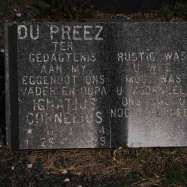 PREEZ Ignatius Cornelius, du 1914-1988