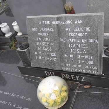 PREEZ Jeanette Elsabé, du 1926-2007 &amp; Daniel Josua 1926-1990