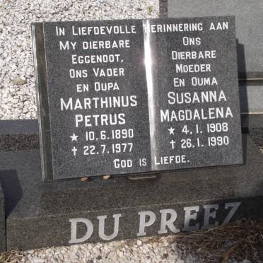 PREEZ Marthinus Petrus, du 1890-1977 &amp; Susanna Magdalena 1908-1990