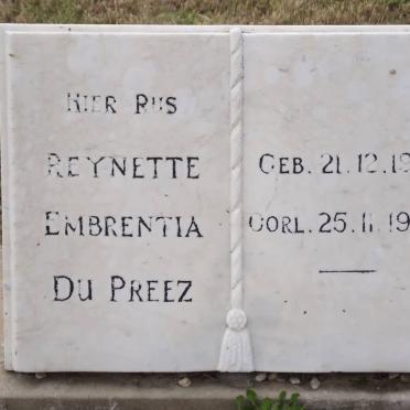 PREEZ Reynette Embrentia, du 1952-1960