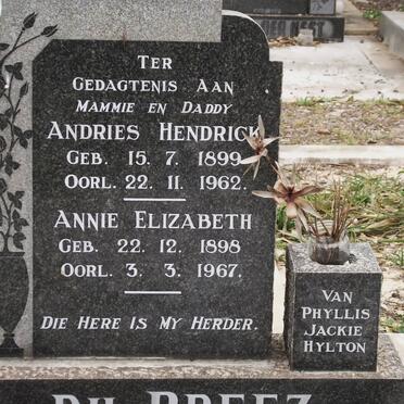 PREEZ Andries Hendrick, du 1899-1962 &amp; Annie Elizabeth 1898-1967