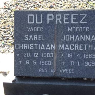 PREEZ Sarel Christiaan, du 1883-1968 &amp; Johanna Magretha 1889-1969