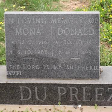 PREEZ Mona, du 1916-1988 &amp; Donald 1922-1991