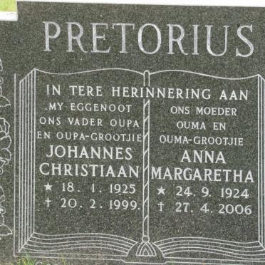 PRETORIUS Johannes Christiaan 1925-1999 &amp; Anna Margaretha 1924-2006