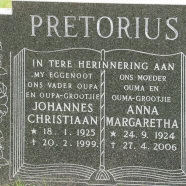 PRETORIUS Johannes Christiaan 1925-1999 &amp; Anna Margaretha 1924-2006