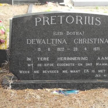 PRETORIUS Dewaltina Christina nee BOTHA 1922-1971
