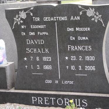 PRETORIUS David Schalk 1923-1969 &amp; Frances 1930-2006