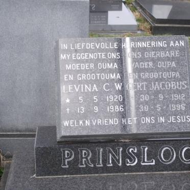 PRINSLOO Gert Jacobus 1912-1996 &amp; Levina C.W. 1920-1986