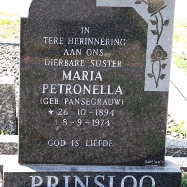 PRINSLOO Maria Petronella nee PANSEGRAUW 1894-1974