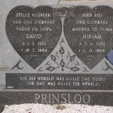 PRINSLOO David 1922-1984 &amp; Miriam 1930-1984