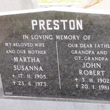 PRESTON John Robert 1902-1981 &amp; Martha Susanna 1905-1973