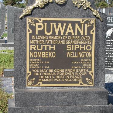 PUWANI Sipho Wellington 1927-2009 &amp; Ruth Nombeko 1929-2009