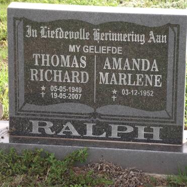 RALPH Thomas Richard 1949-2007 &amp; Amanda Marlene 1952-
