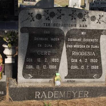 RADEMEYER Gert 1895-1968 &amp; Rhodesia 1900-1968