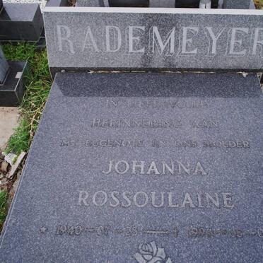 RADEMEYER Johanna Rossoulane 1940-1994 &amp; Abraham 1941-2011