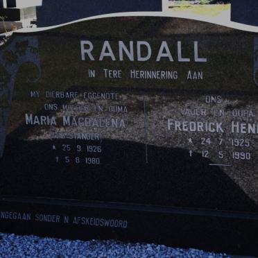 RANDALL Fredrick Henry 1925-1990 &amp; Maria Magdalena STANDER 1926-1980