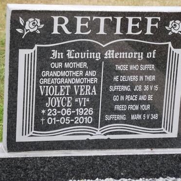 RETIEF Violet Vera Joyce 1926-2010