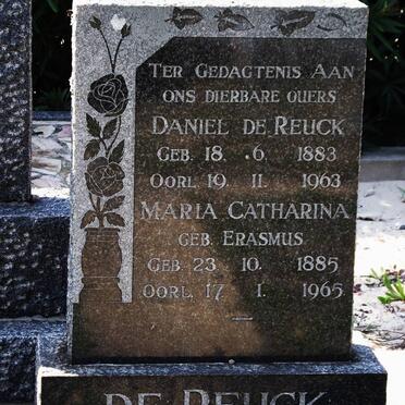 REUCK Daniel, de 1883-1963 &amp; Maria Catharina ERASMUS 1885-1965