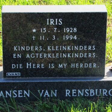 RENSBURG Iris, jansen van 1928-1994