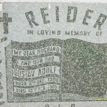 REIDER Gustav Adolf 1906-1969